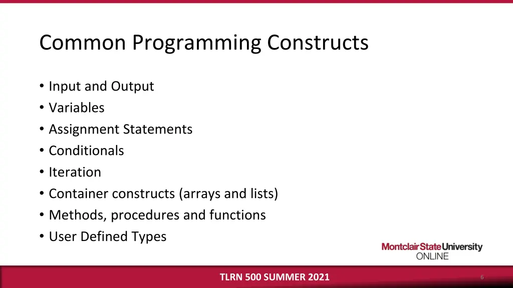 common programming constructs 1