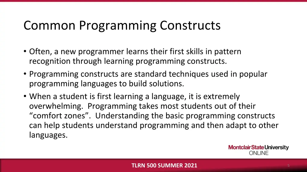 common programming constructs