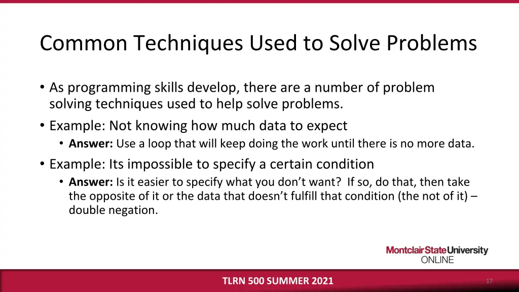 common techniques used to solve problems