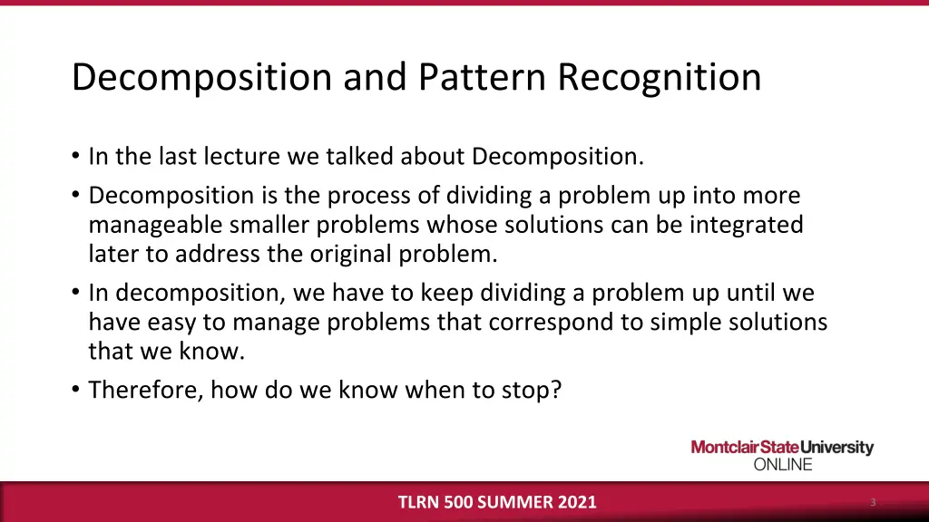 decomposition and pattern recognition