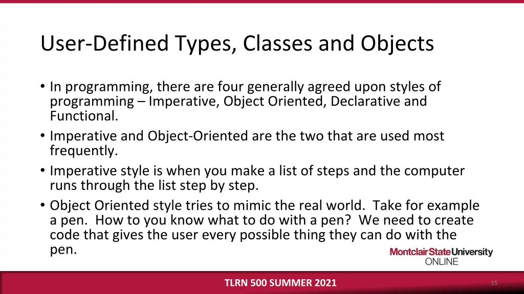 user defined types classes and objects