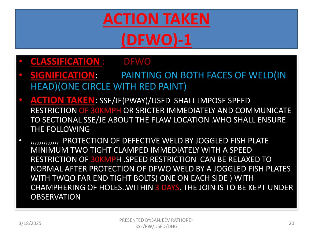 action taken dfwo 1