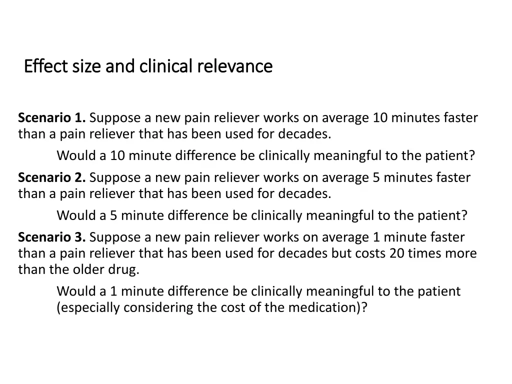 effect effect size and clinical relevance size