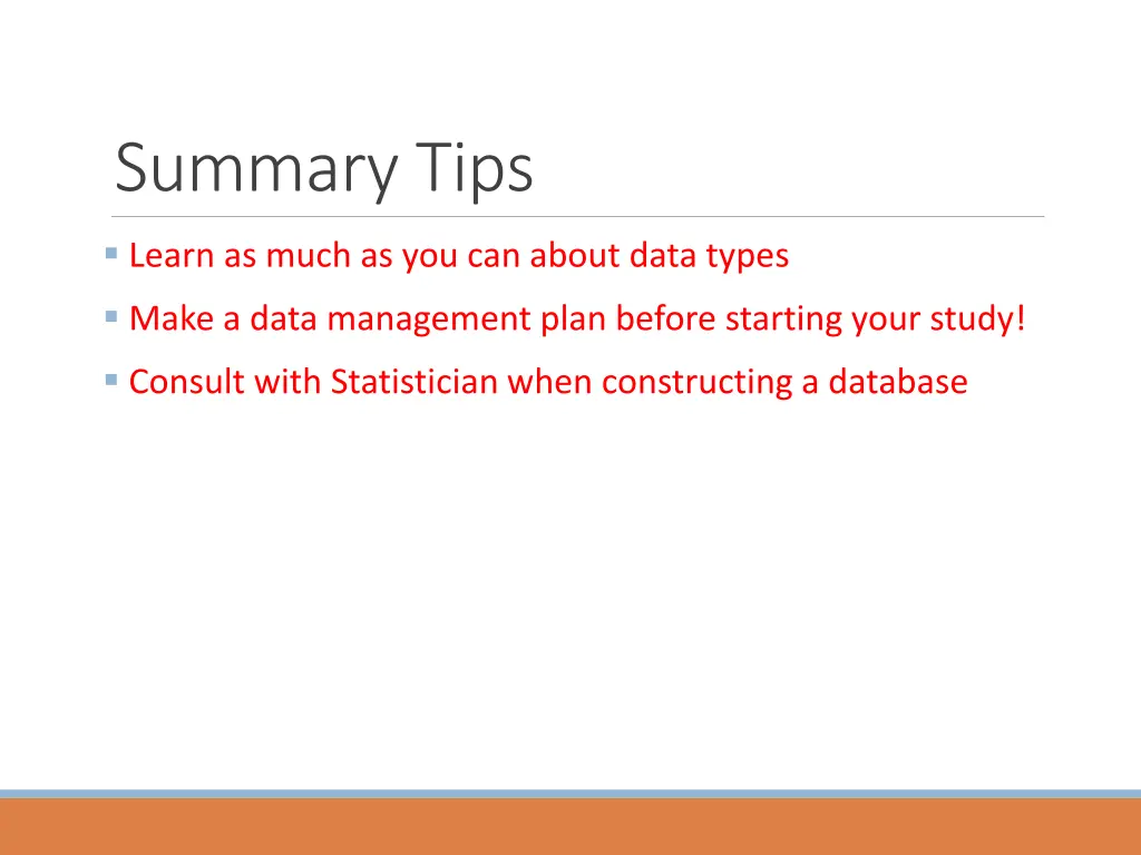 summary tips