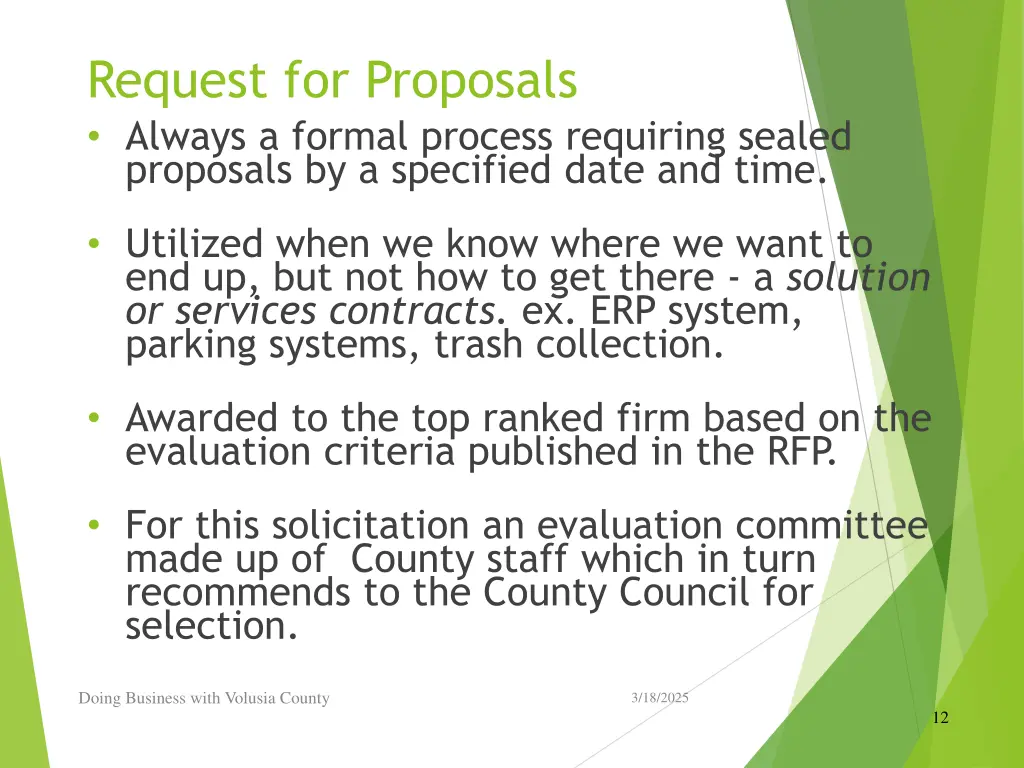 request for proposals always a formal process