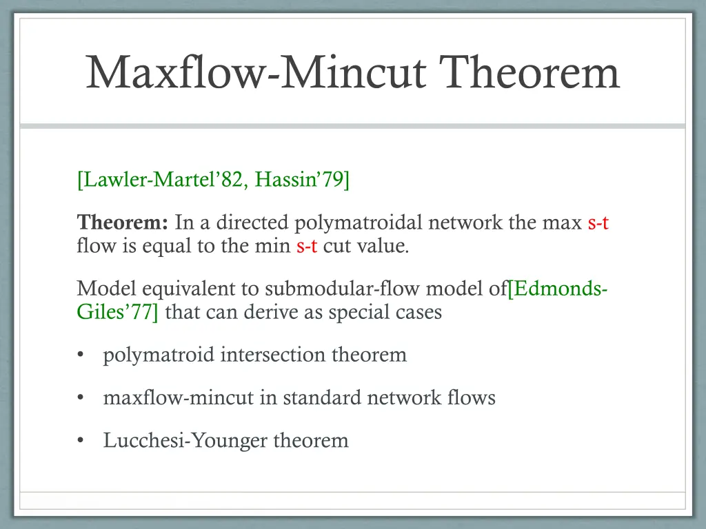 maxflow mincut theorem