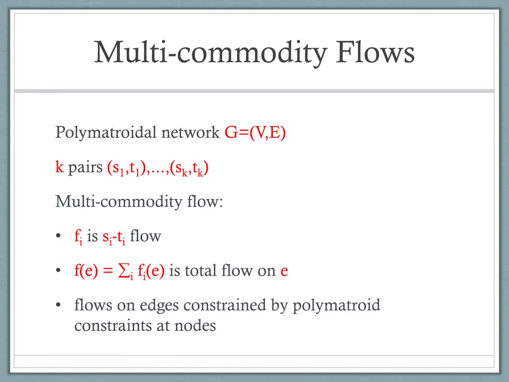 multi commodity flows