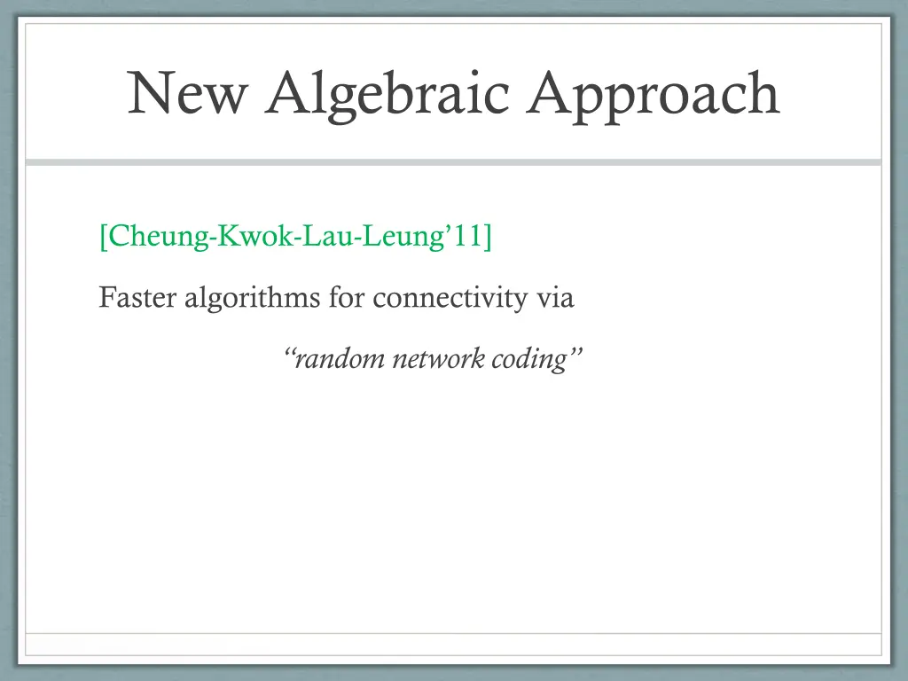 new algebraic approach
