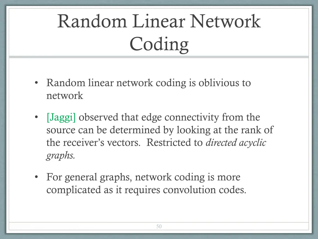 random linear network coding