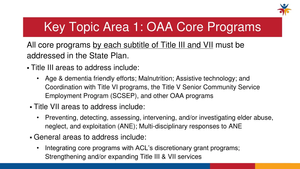 key topic area 1 oaa core programs