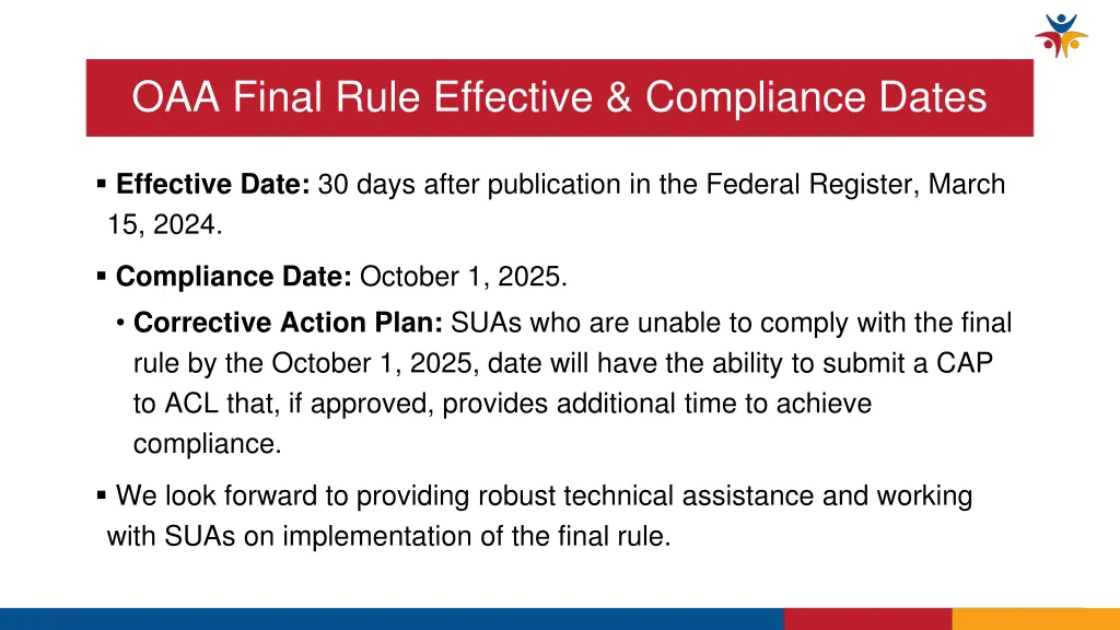 oaa final rule effective compliance dates