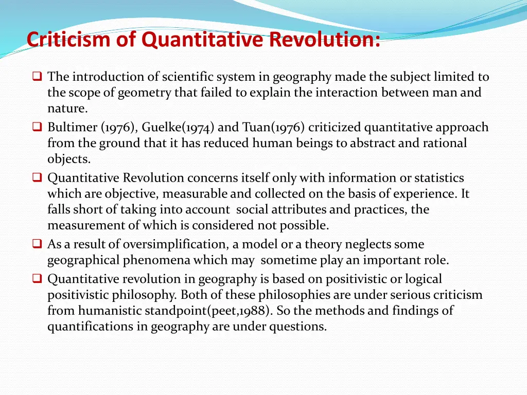 criticism of quantitative revolution