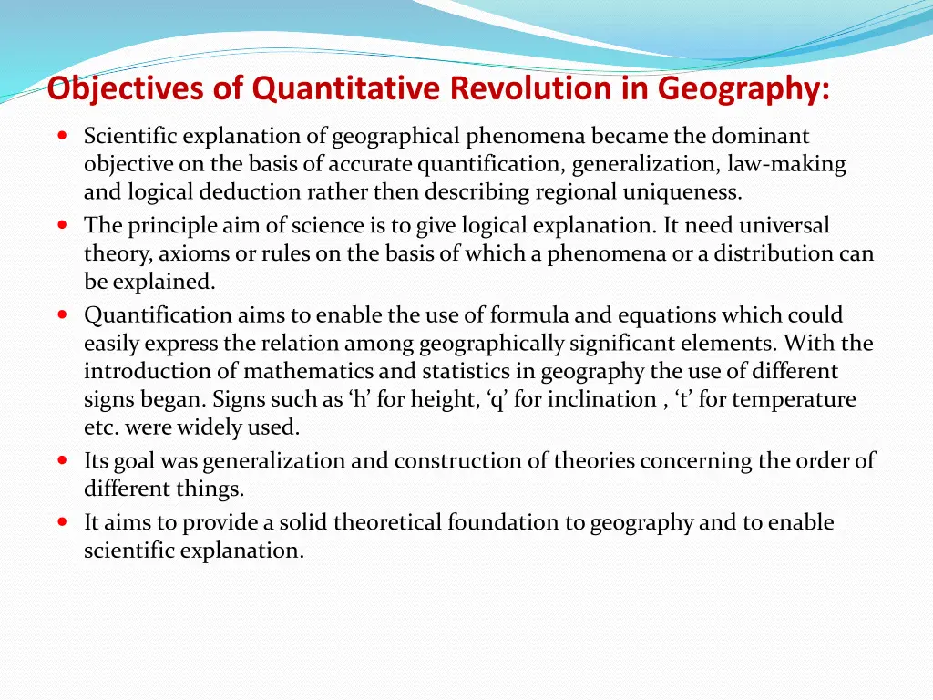 objectives of quantitative revolution in geography