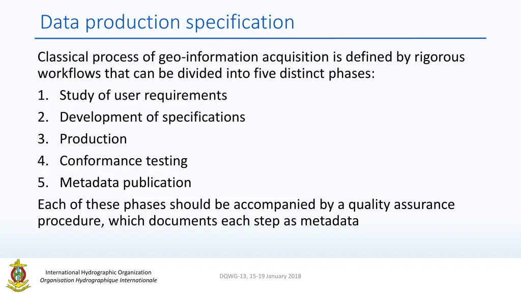 data production specification