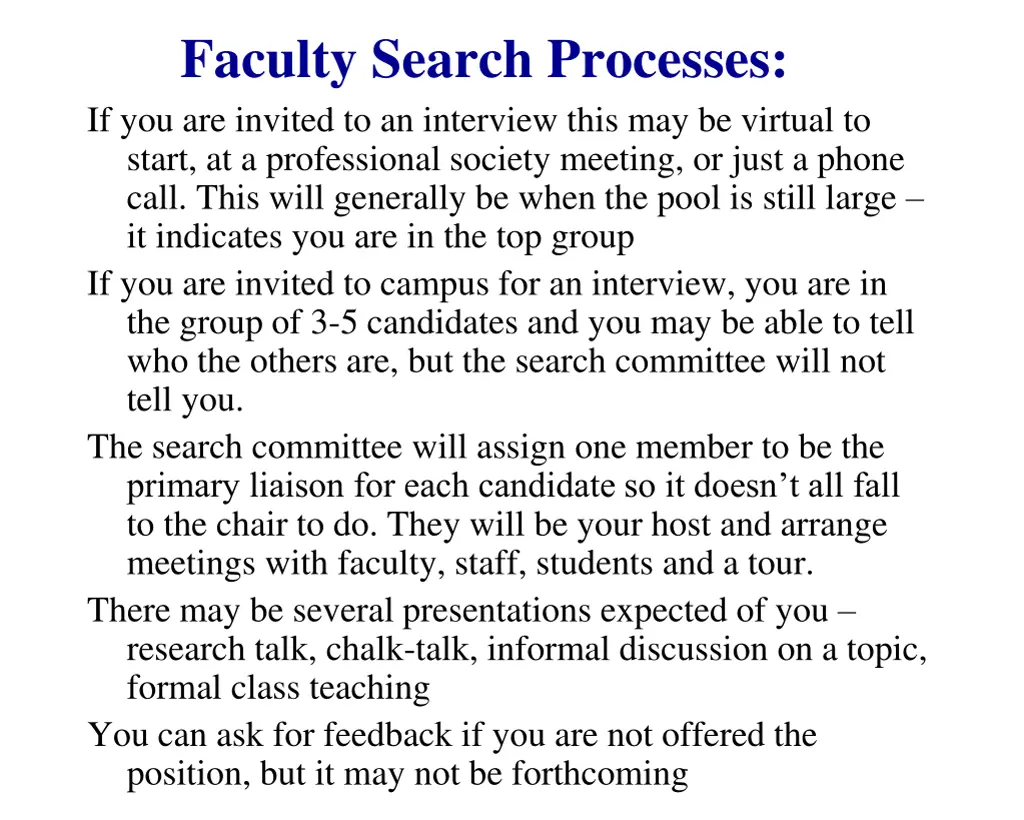 faculty search processes if you are invited