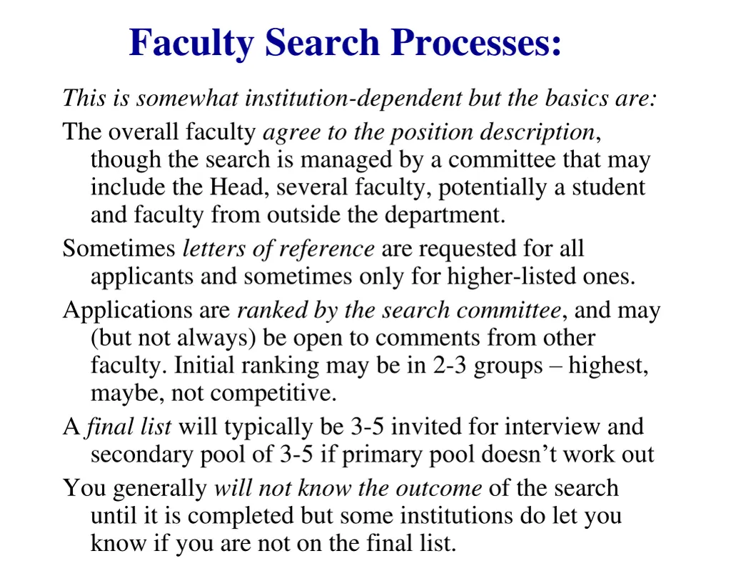 faculty search processes