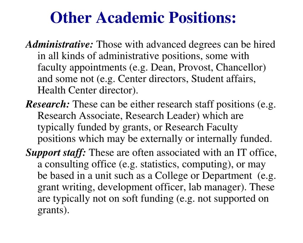 other academic positions