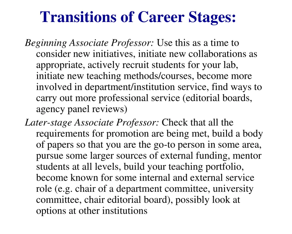 transitions of career stages 1