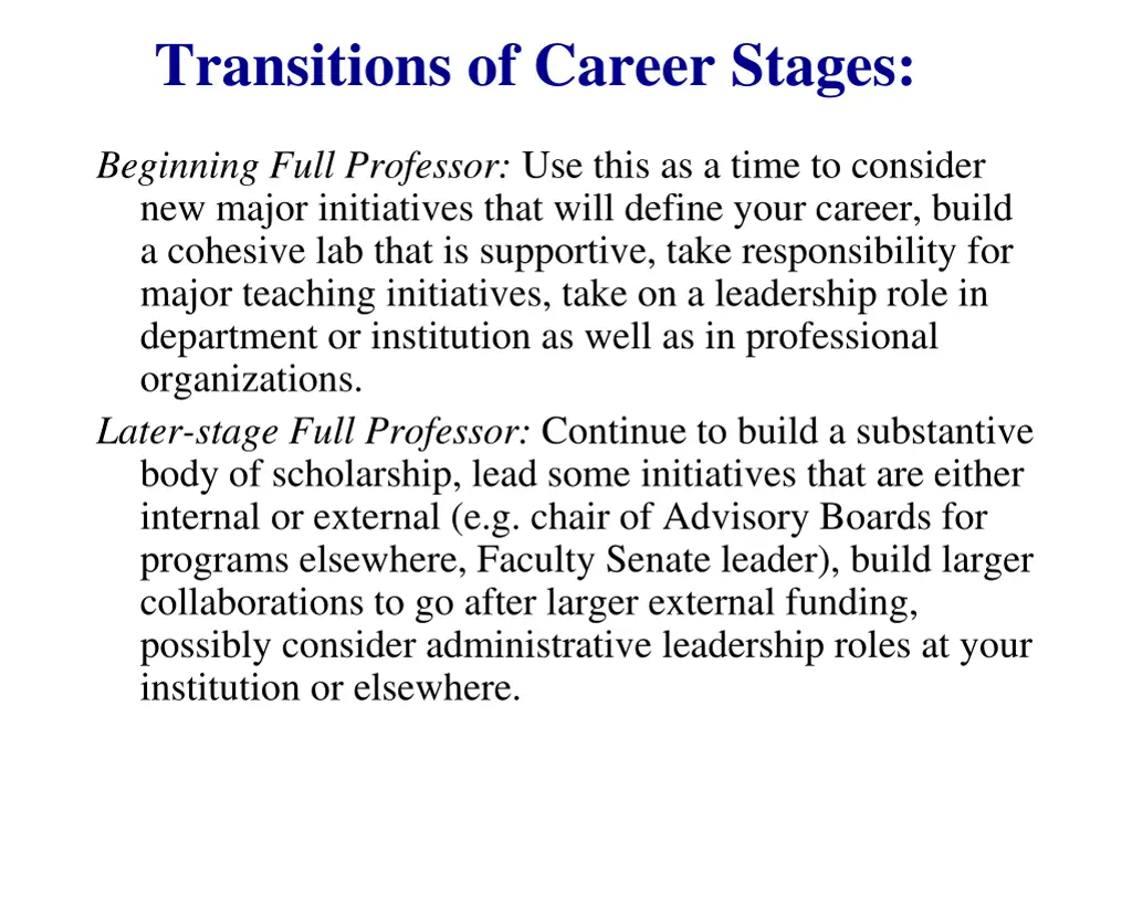 transitions of career stages 2