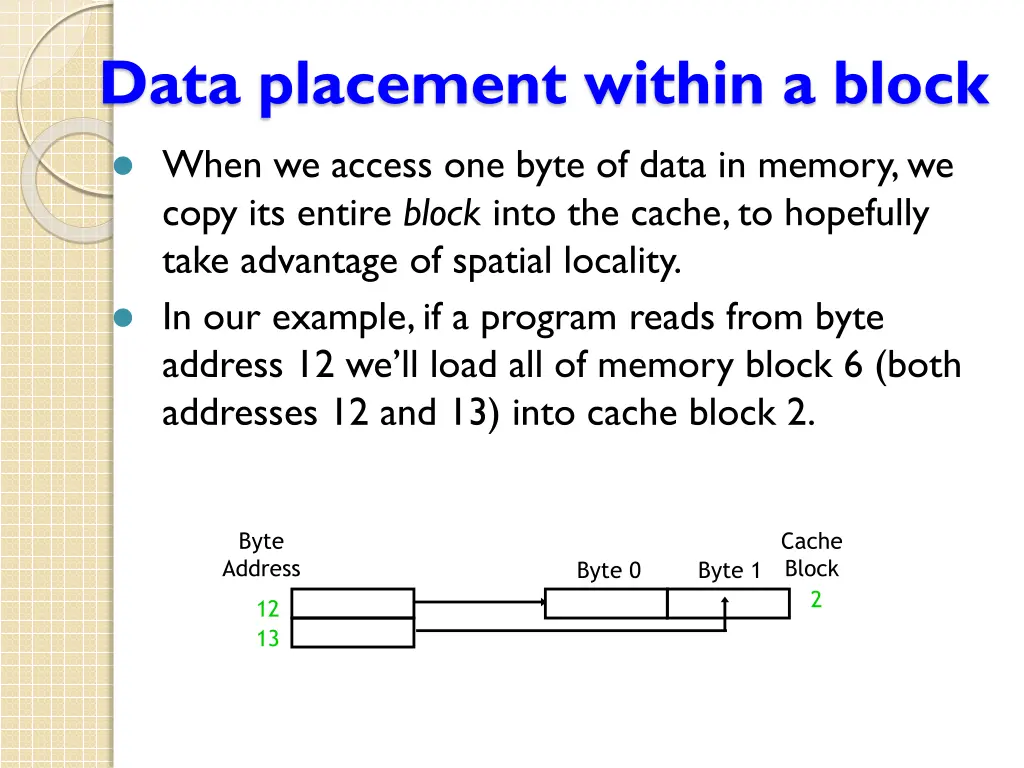 data placement within a block