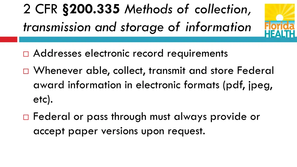 2 cfr 200 335 methods of collection transmission