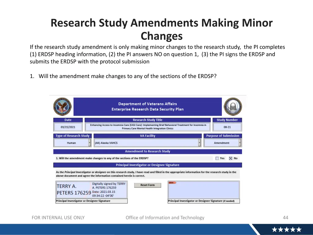 research study amendments making minor changes