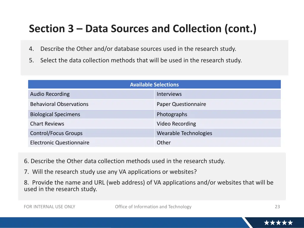 section 3 data sources and collection cont