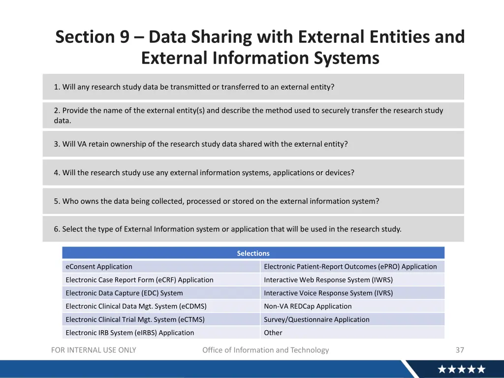 section 9 data sharing with external entities