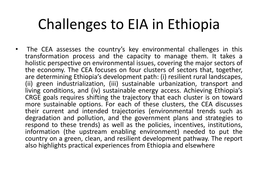 challenges to eia in ethiopia