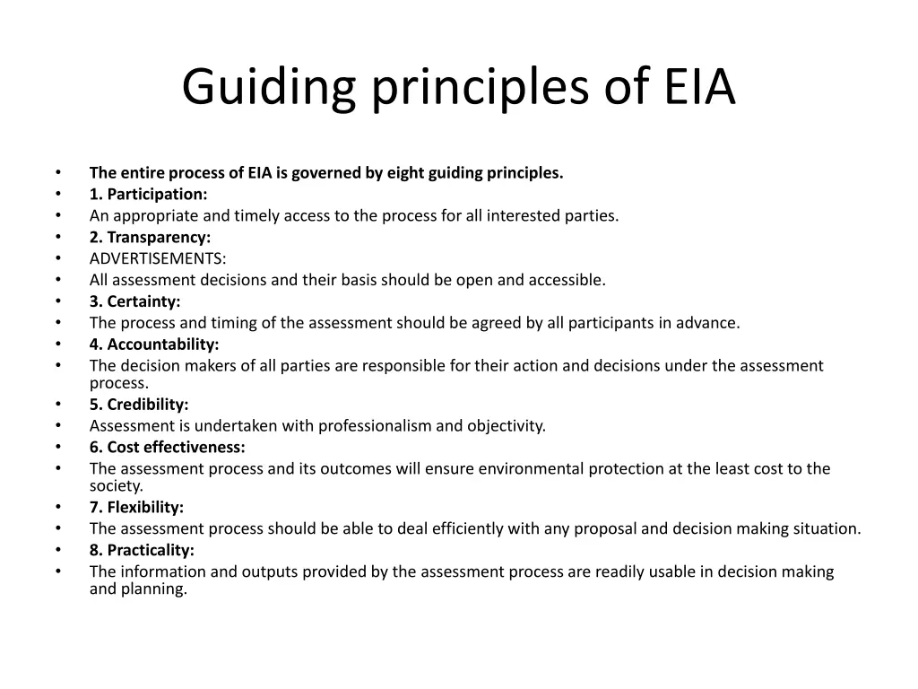 guiding principles of eia