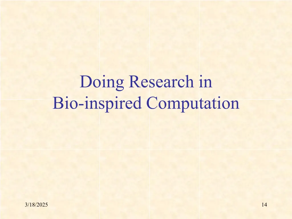doing research in bio inspired computation