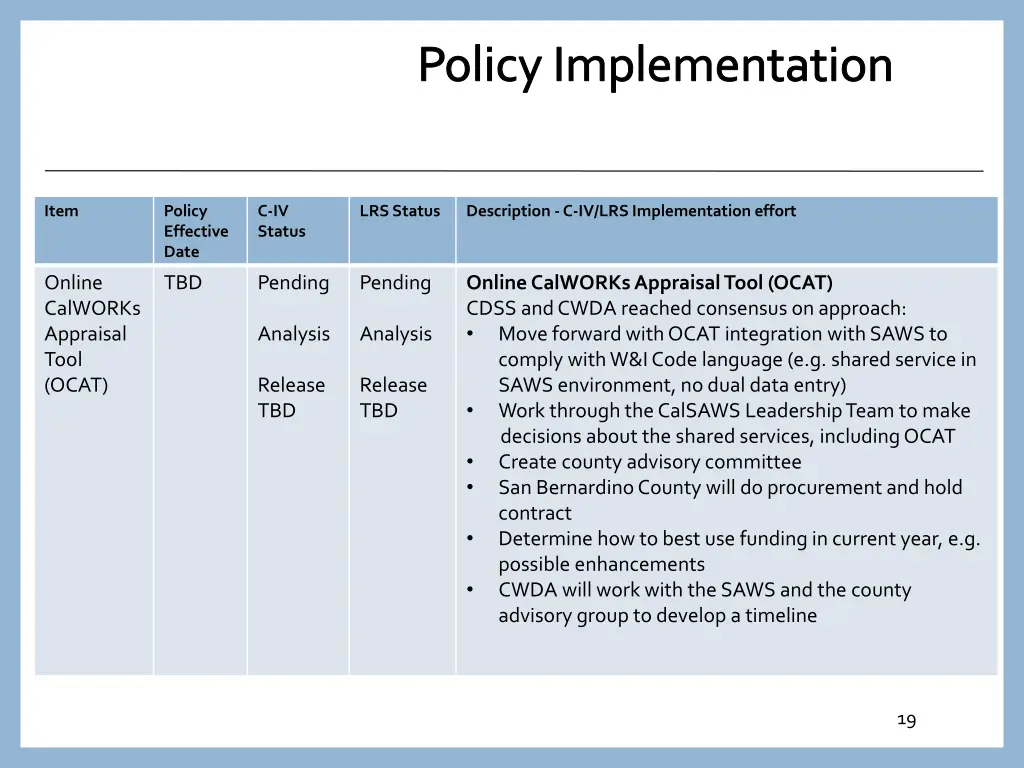 policy implementation 17
