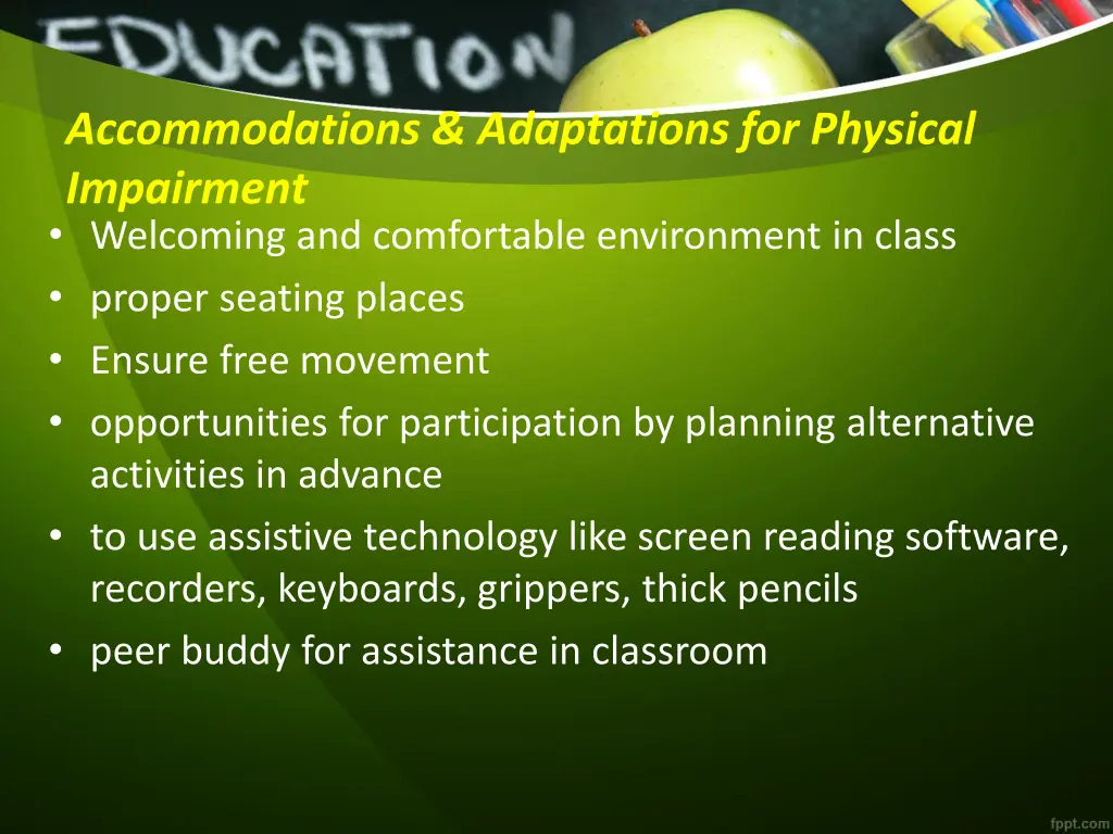 accommodations adaptations for physical