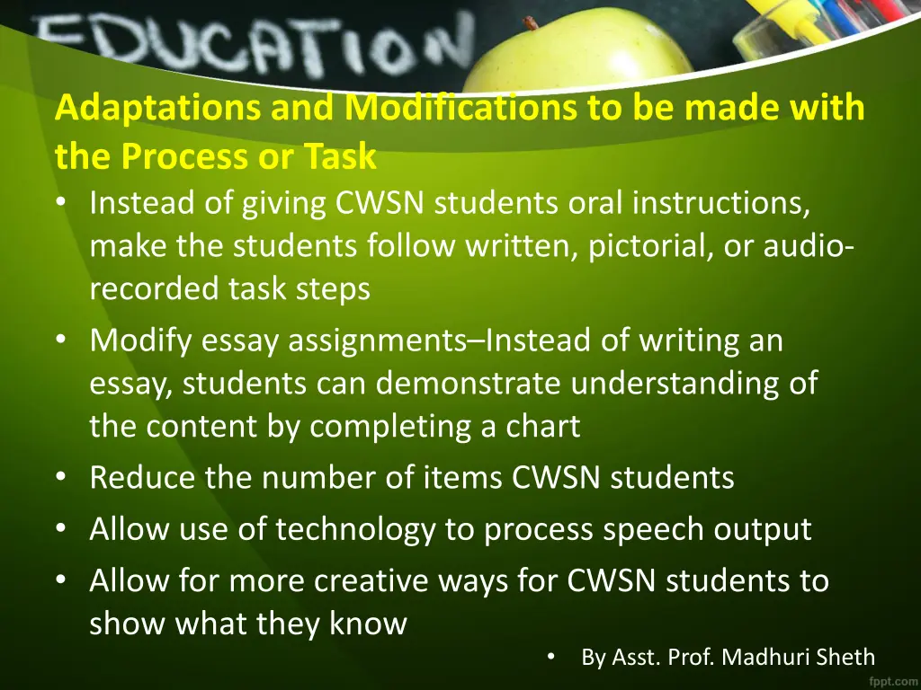adaptations and modifications to be made with 3
