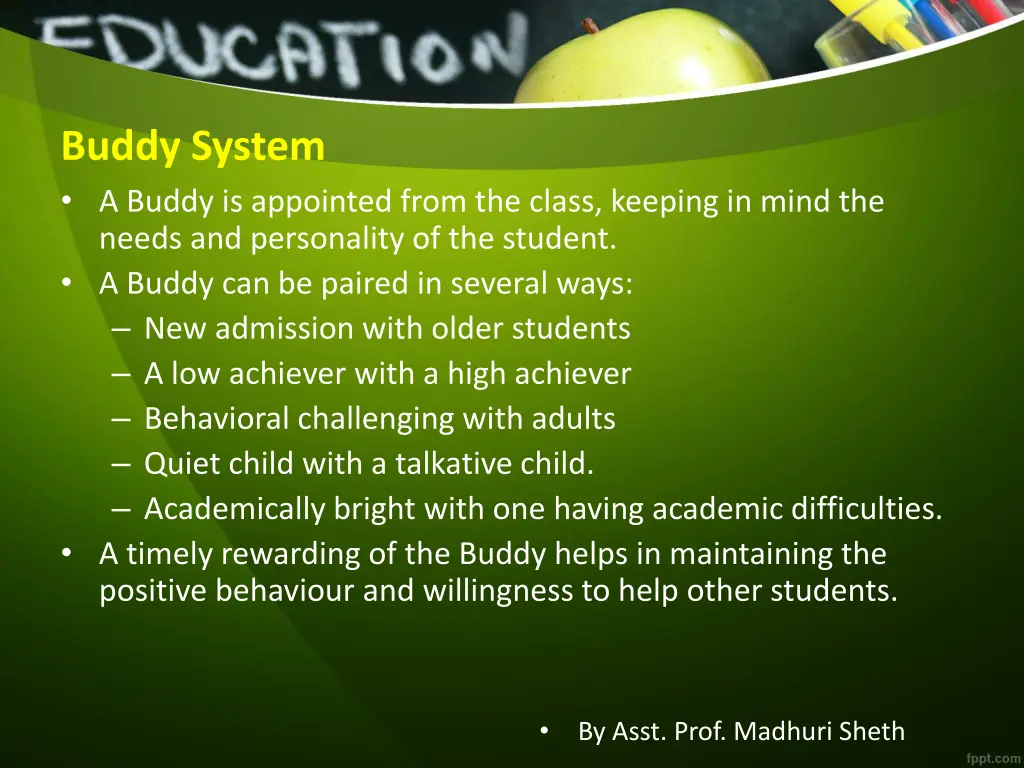 buddy system a buddy is appointed from the class