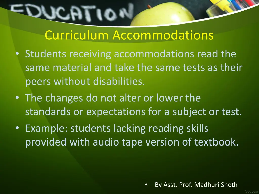 curriculum accommodations students receiving