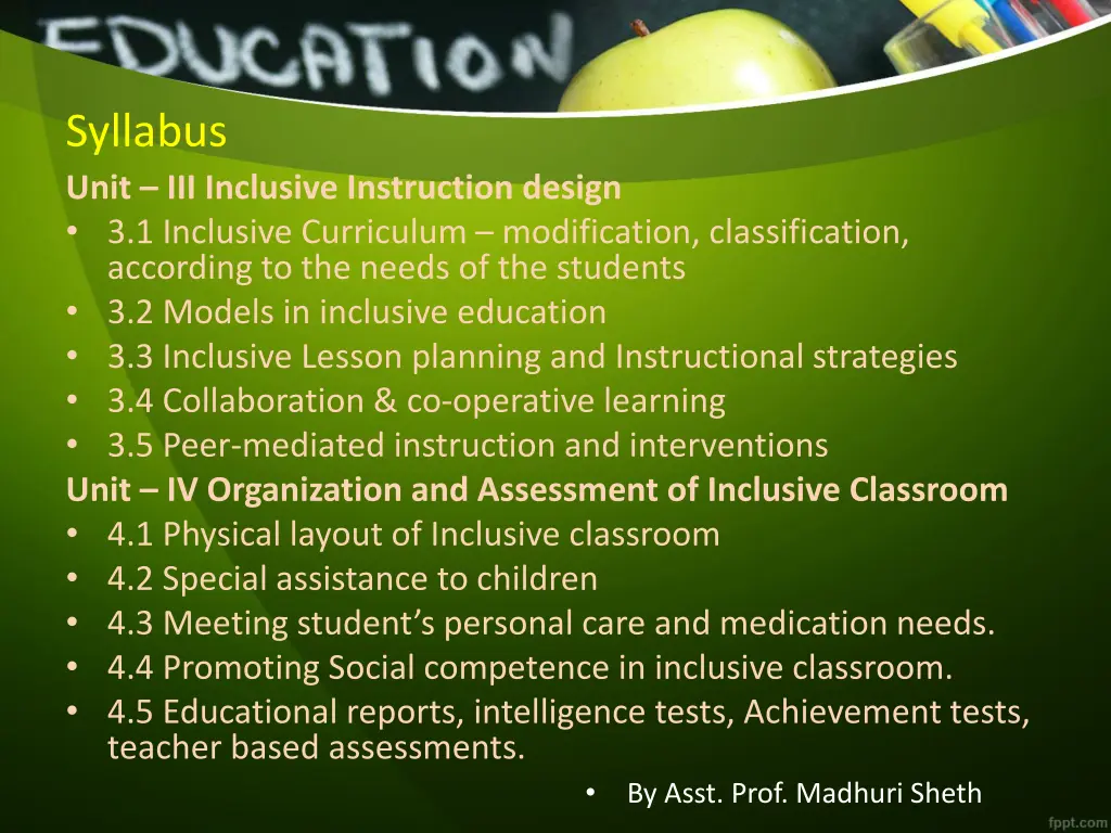 syllabus unit iii inclusive instruction design
