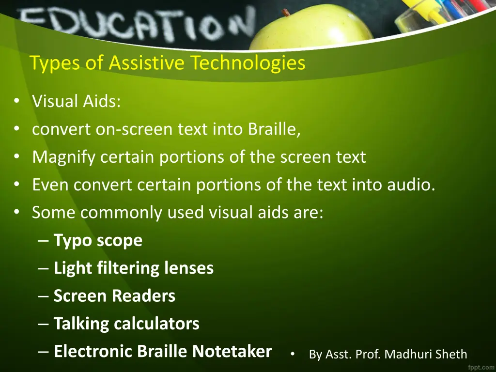 types of assistive technologies
