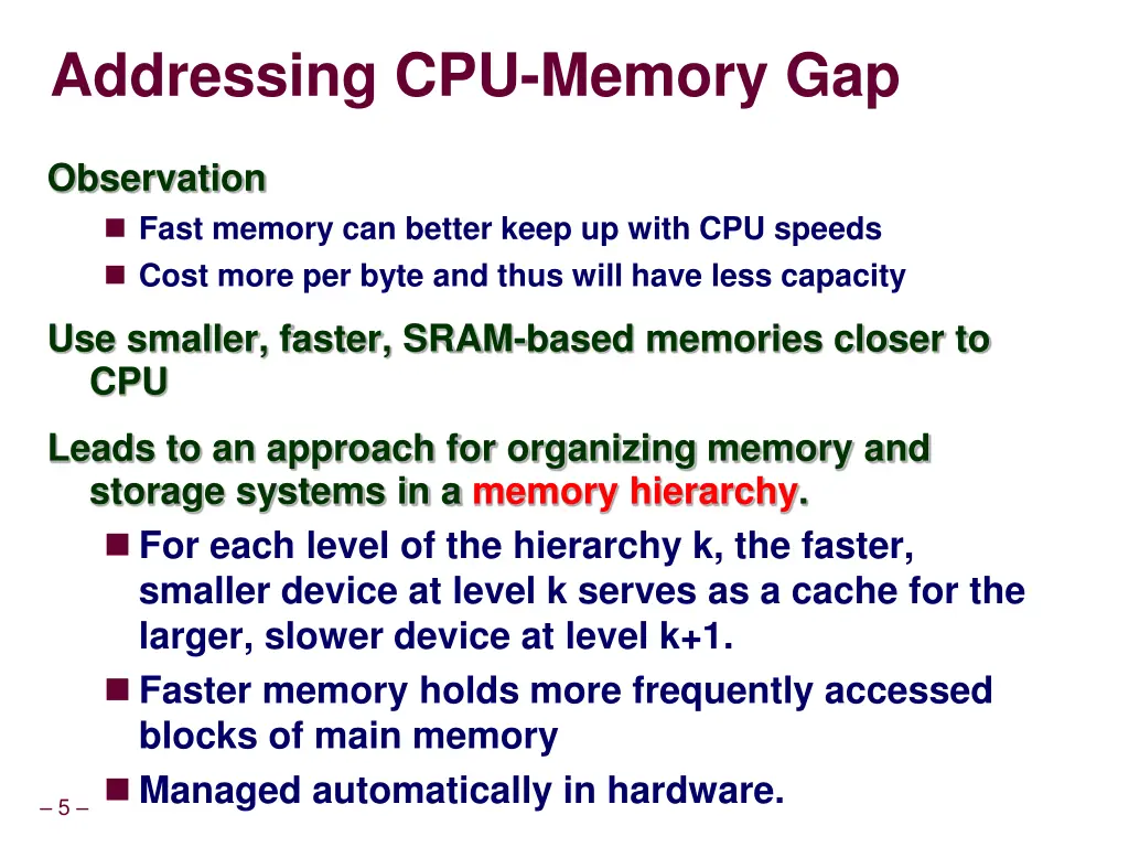 addressing cpu memory gap