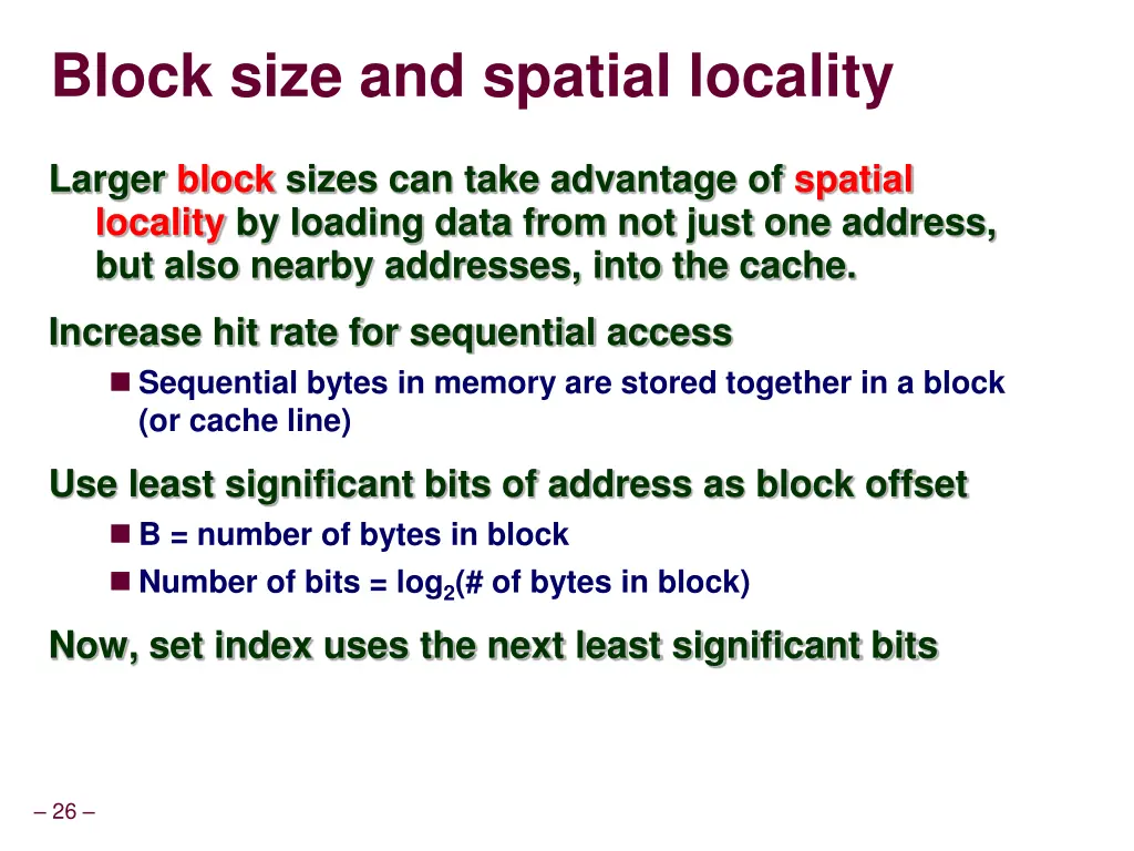 block size and spatial locality