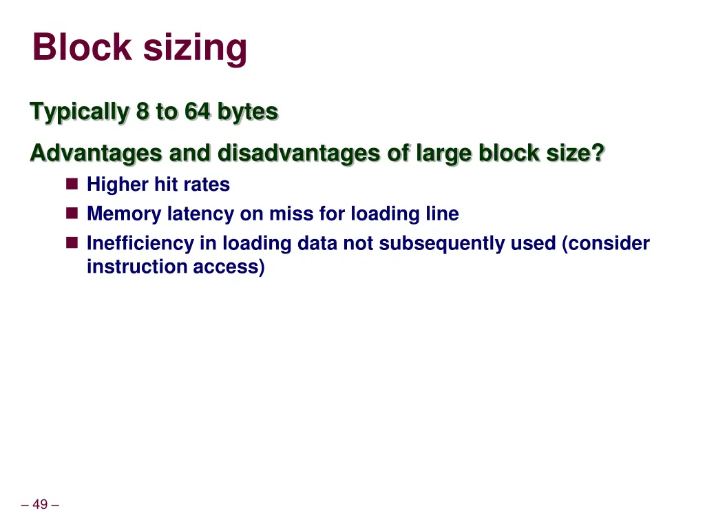 block sizing