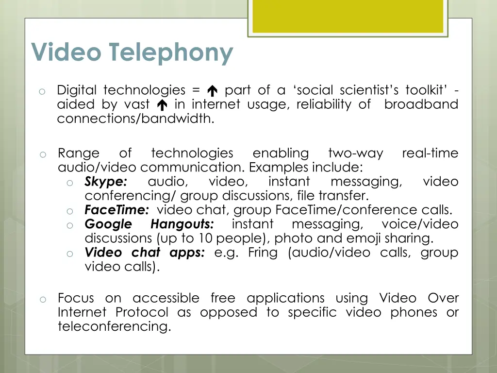 video telephony
