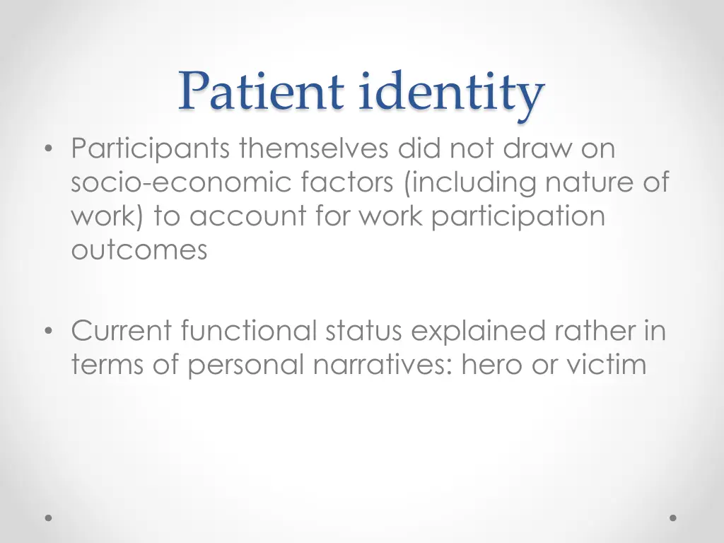 patient identity participants themselves