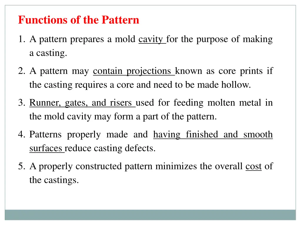 functions of the pattern
