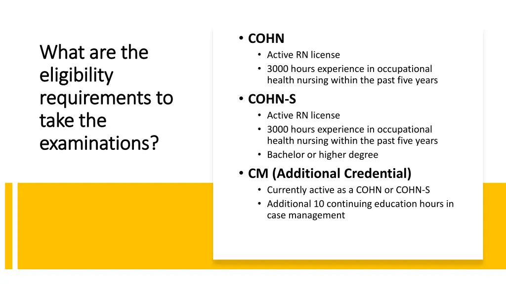 cohn active rn license 3000 hours experience