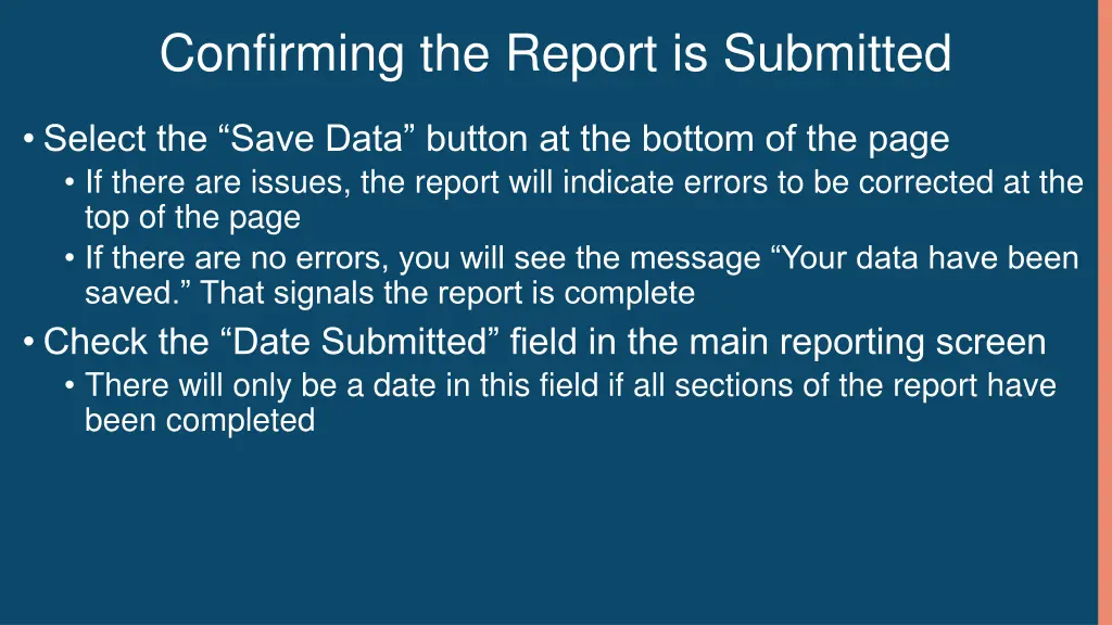 confirming the report is submitted