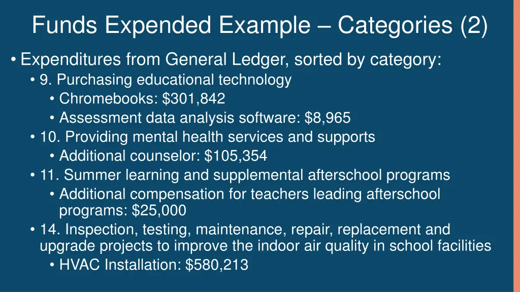 funds expended example categories 2