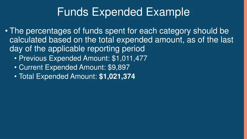 funds expended example