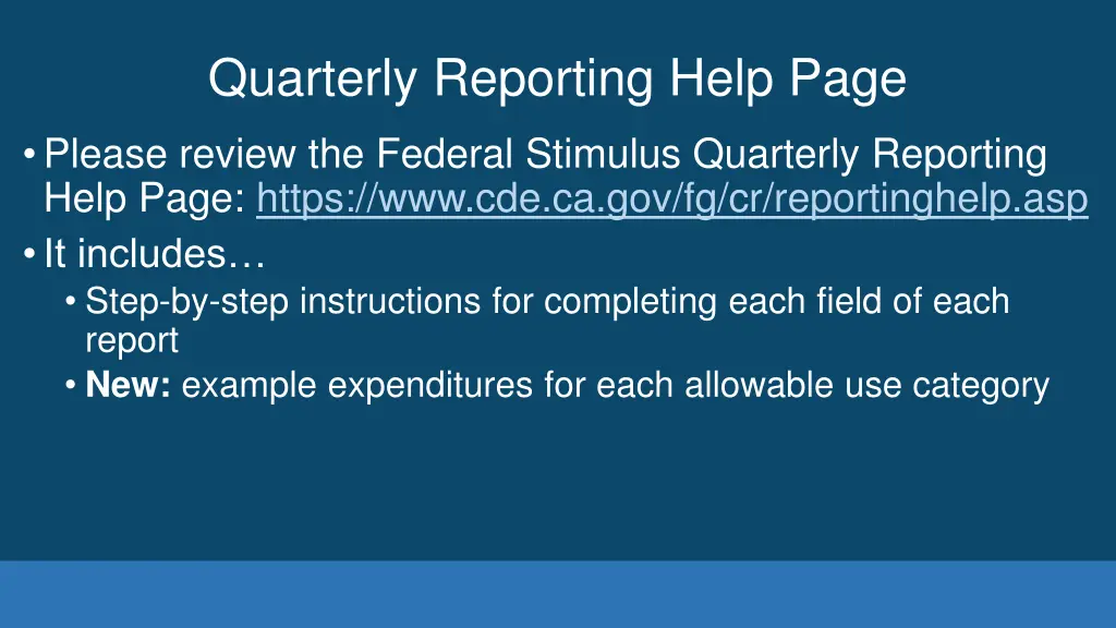 quarterly reporting help page