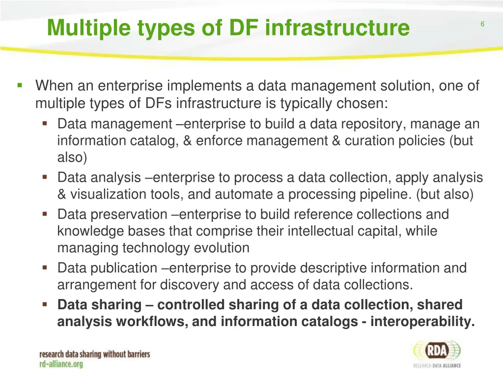 multiple types of df infrastructure